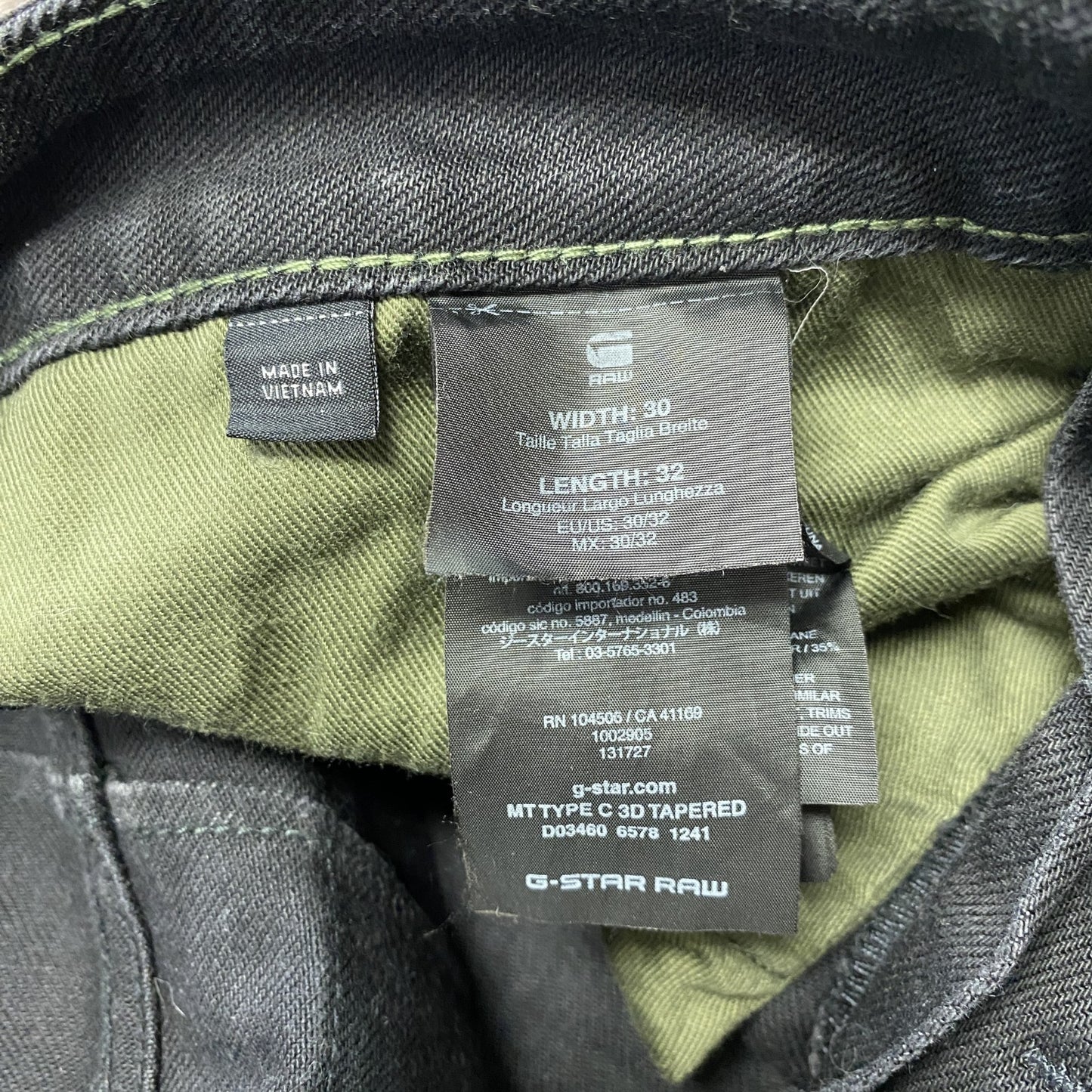 G-STAR RAW　ジースターロゥ　ARC　3D　デニムパンツ/ジーンズ　ボタンフライ　黒　ブラック　W30サイズ