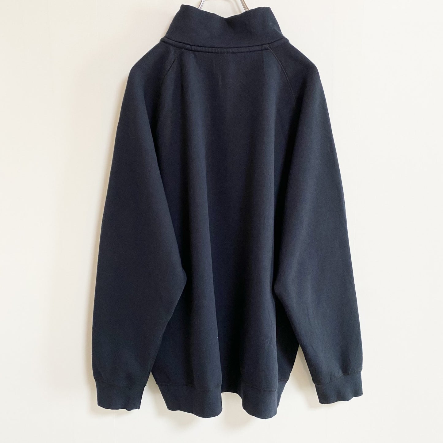 古着 used　OURAY　長袖ハーフジップスウェット　トレーナー　ワンポイント刺繍　黒　ブラック　レトロデザイン　XLサイズ