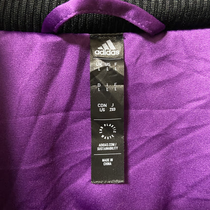 古着 used　adidas　アディダス　長袖ジップアップブルゾン　ワンポイント刺繍　オークランド　黒　ブラック　Lサイズ