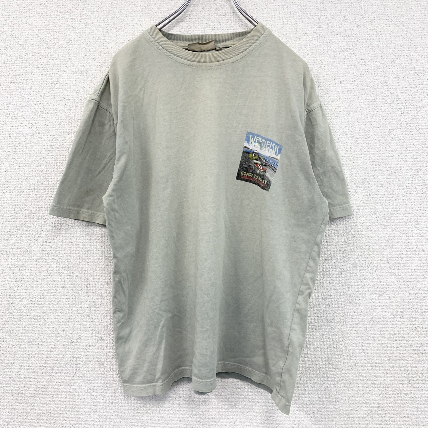 Weird fish　半袖プリントTシャツ　ミントグレー　Mサイズ