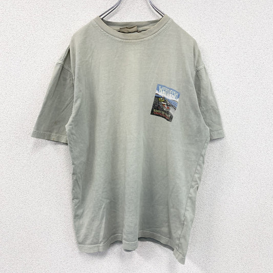 Weird fish　半袖プリントTシャツ　ミントグレー　Mサイズ