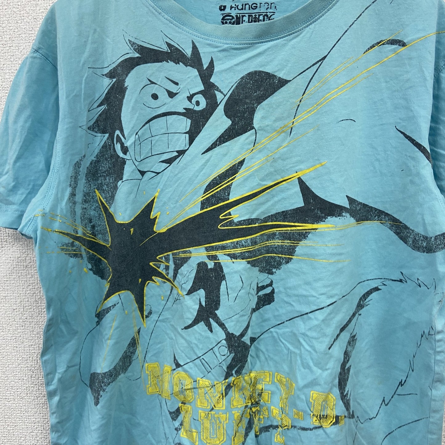 ONE PICE　ワンピース　モンキーDルフィ　半袖Tシャツ　アニメT　キャラクターT　水色　ブルー　XLサイズ