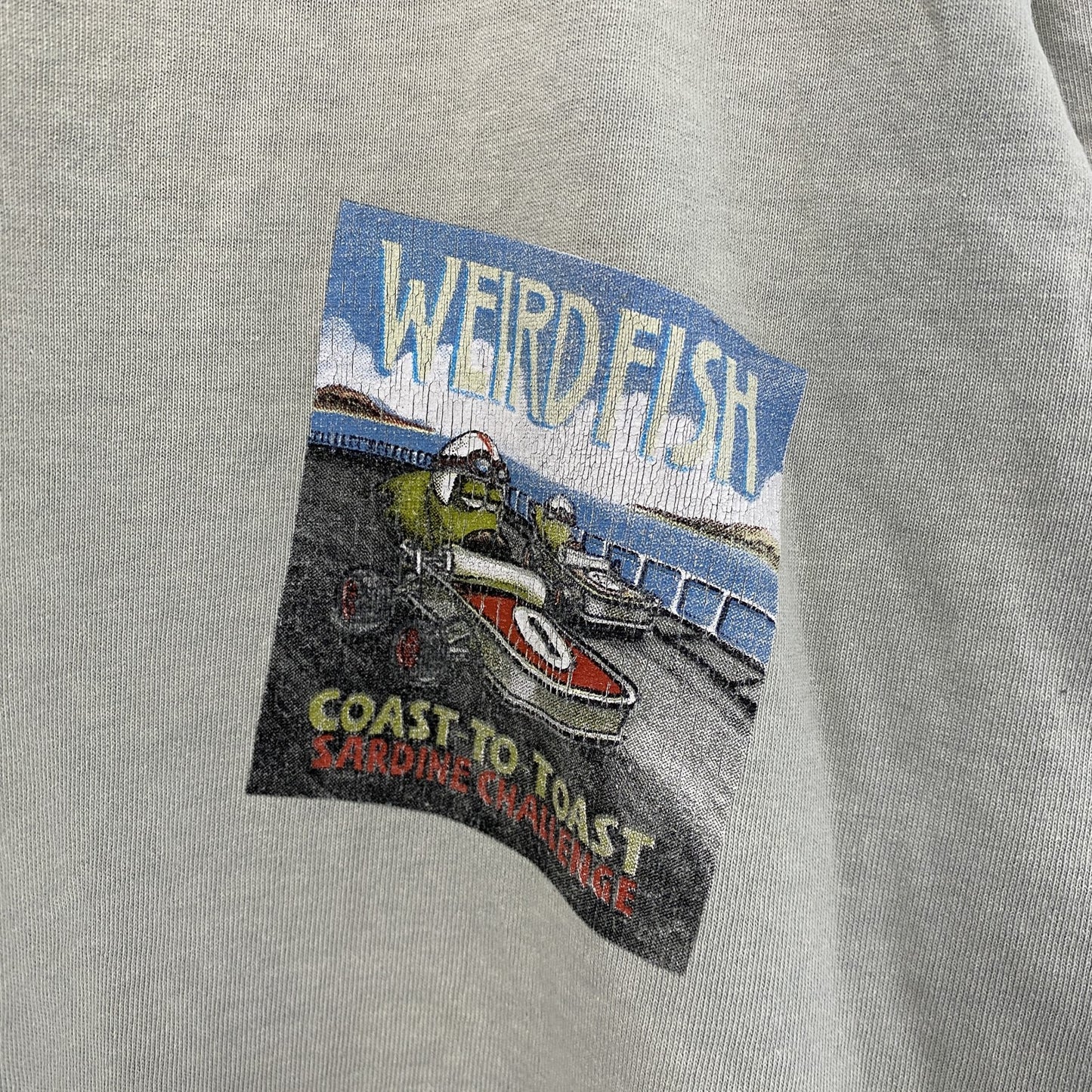 Weird fish　半袖プリントTシャツ　ミントグレー　Mサイズ