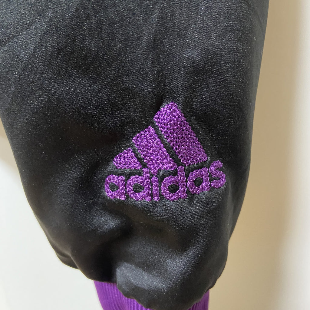 古着 used　adidas　アディダス　長袖ジップアップブルゾン　ワンポイント刺繍　オークランド　黒　ブラック　Lサイズ