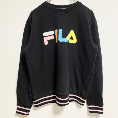 FILA　フィラ　スウェット/トレーナー　デカロゴ　リブライン　黒　ブラック　Mサイズ