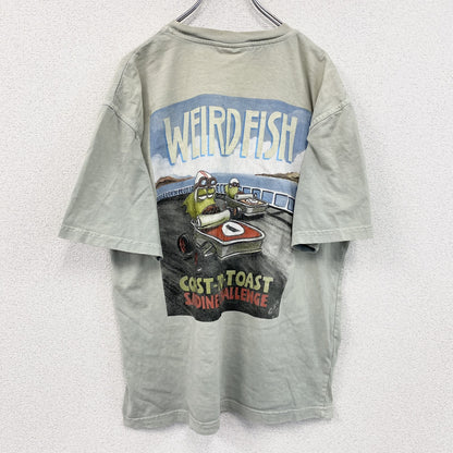 Weird fish　半袖プリントTシャツ　ミントグレー　Mサイズ