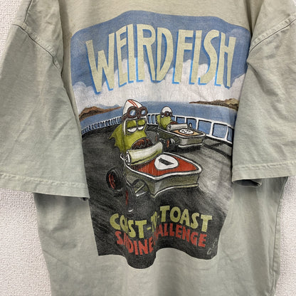 Weird fish　半袖プリントTシャツ　ミントグレー　Mサイズ