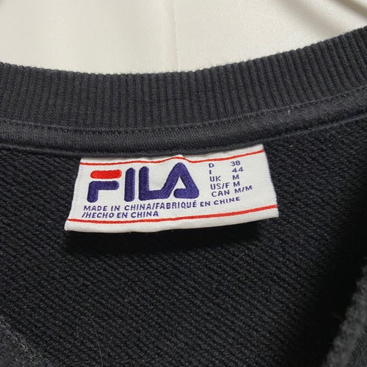 FILA　フィラ　スウェット/トレーナー　デカロゴ　リブライン　黒　ブラック　Mサイズ