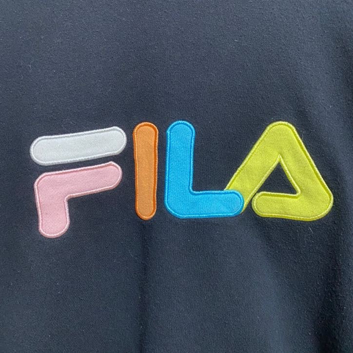 FILA　フィラ　スウェット/トレーナー　デカロゴ　リブライン　黒　ブラック　Mサイズ