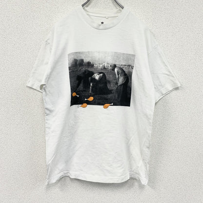 ILC　I LIKE CHICKEN　ミレーの落穂拾い　半袖Tシャツ　パロディT　アートT　白　ホワイト　Mサイズ