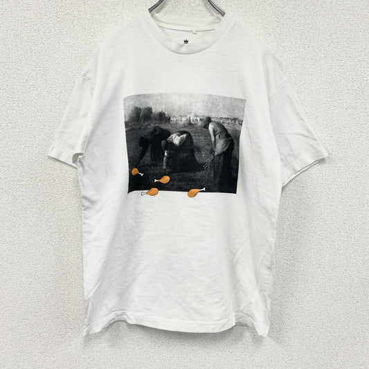 ILC　I LIKE CHICKEN　ミレーの落穂拾い　半袖Tシャツ　パロディT　アートT　白　ホワイト　Mサイズ
