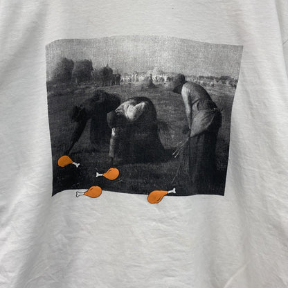 ILC　I LIKE CHICKEN　ミレーの落穂拾い　半袖Tシャツ　パロディT　アートT　白　ホワイト　Mサイズ