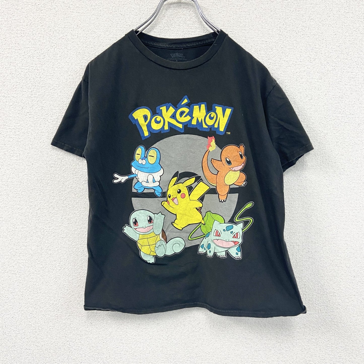 POKEMON　ポケモン　半袖プリントTシャツ　アニメT　キャラクターT　黒　ブラック　Lサイズ