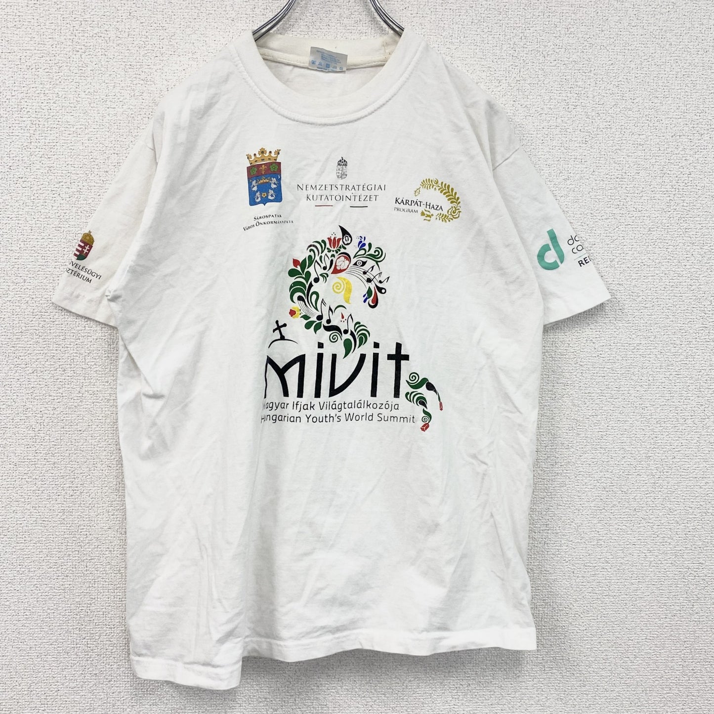 00s　BLOSSOM　半袖プリントTシャツ　全面プリント　企業ロゴ　ヴィンテージ　白　ホワイト　Lサイズ