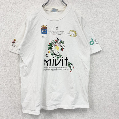 00s　BLOSSOM　半袖プリントTシャツ　全面プリント　企業ロゴ　ヴィンテージ　白　ホワイト　Lサイズ