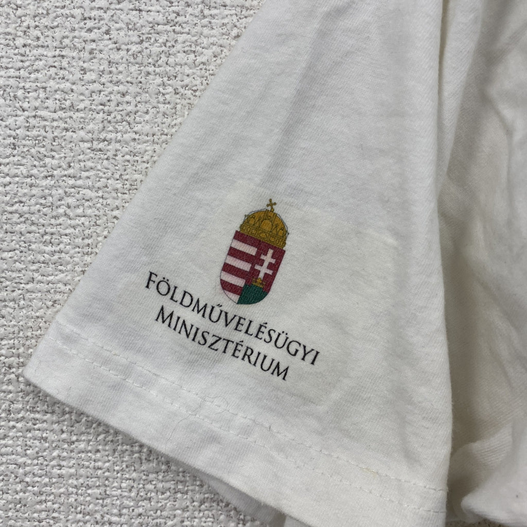 00s　BLOSSOM　半袖プリントTシャツ　全面プリント　企業ロゴ　ヴィンテージ　白　ホワイト　Lサイズ