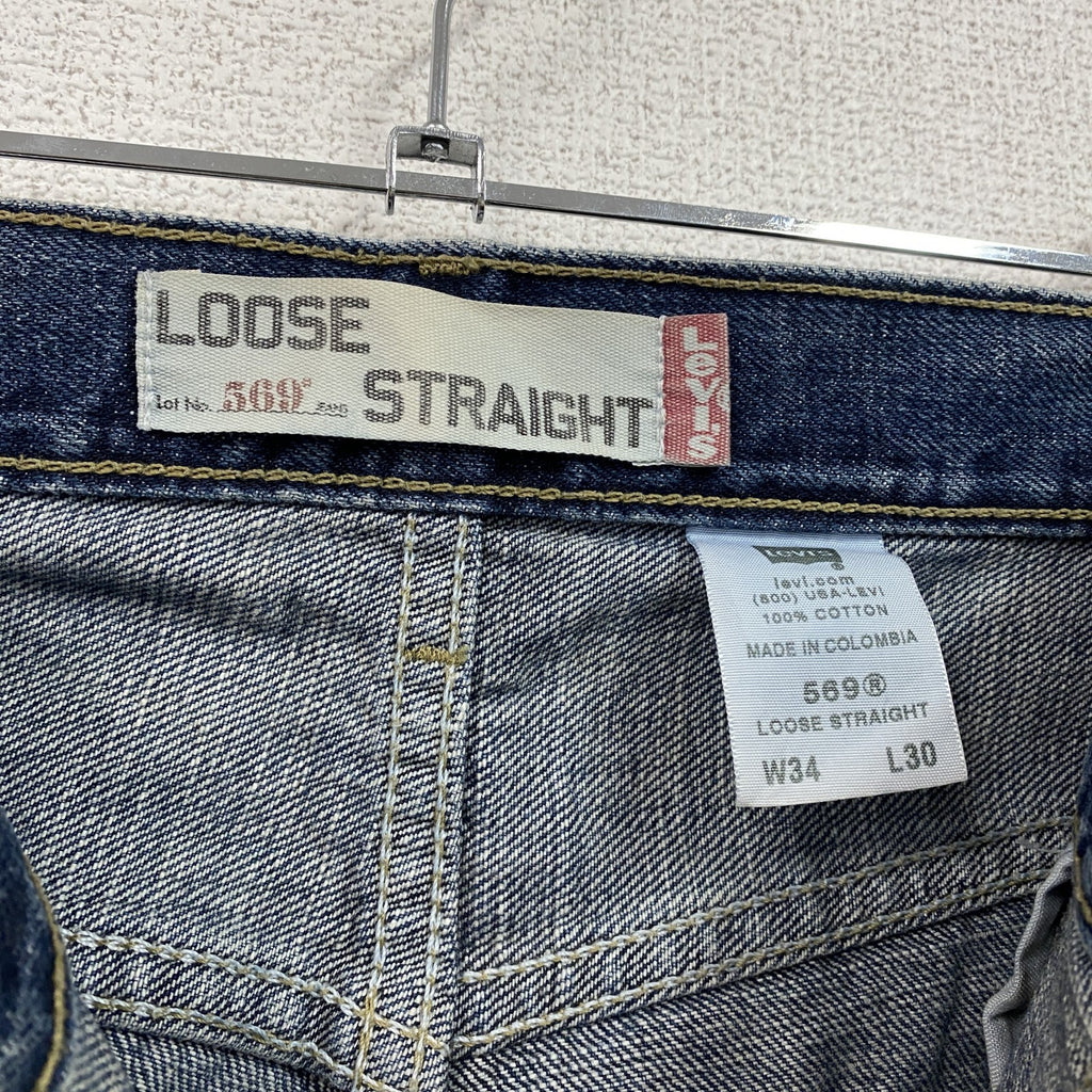 LEVI’S　リーバイス　569　ルーズストレートデニムパンツ　カットオフ　インディゴ　W34サイズ