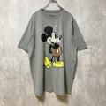 古着 used　Disney　ディズニー　半袖プリントデザインTシャツ　グレー　ミッキーマウス　オーバーサイズ　XXLサイズ