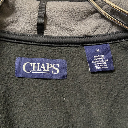 古着 used　CHAPS　チャップス　異素材切替ハイネックニットベスト　ワンポイント刺繍　シンプル　黒　ブラック　Mサイズ