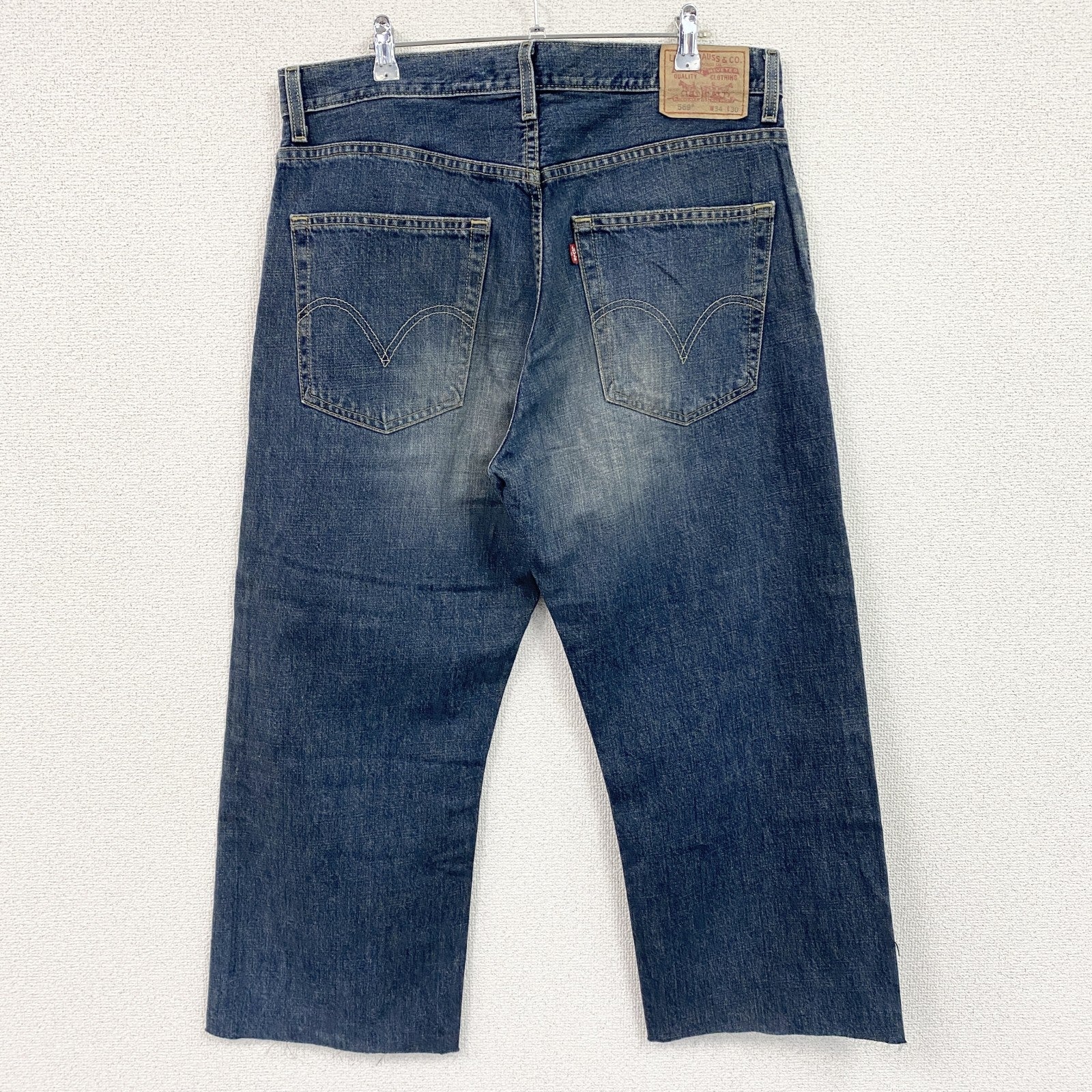LEVI’S　リーバイス　569　ルーズストレートデニムパンツ　カットオフ　インディゴ　W34サイズ