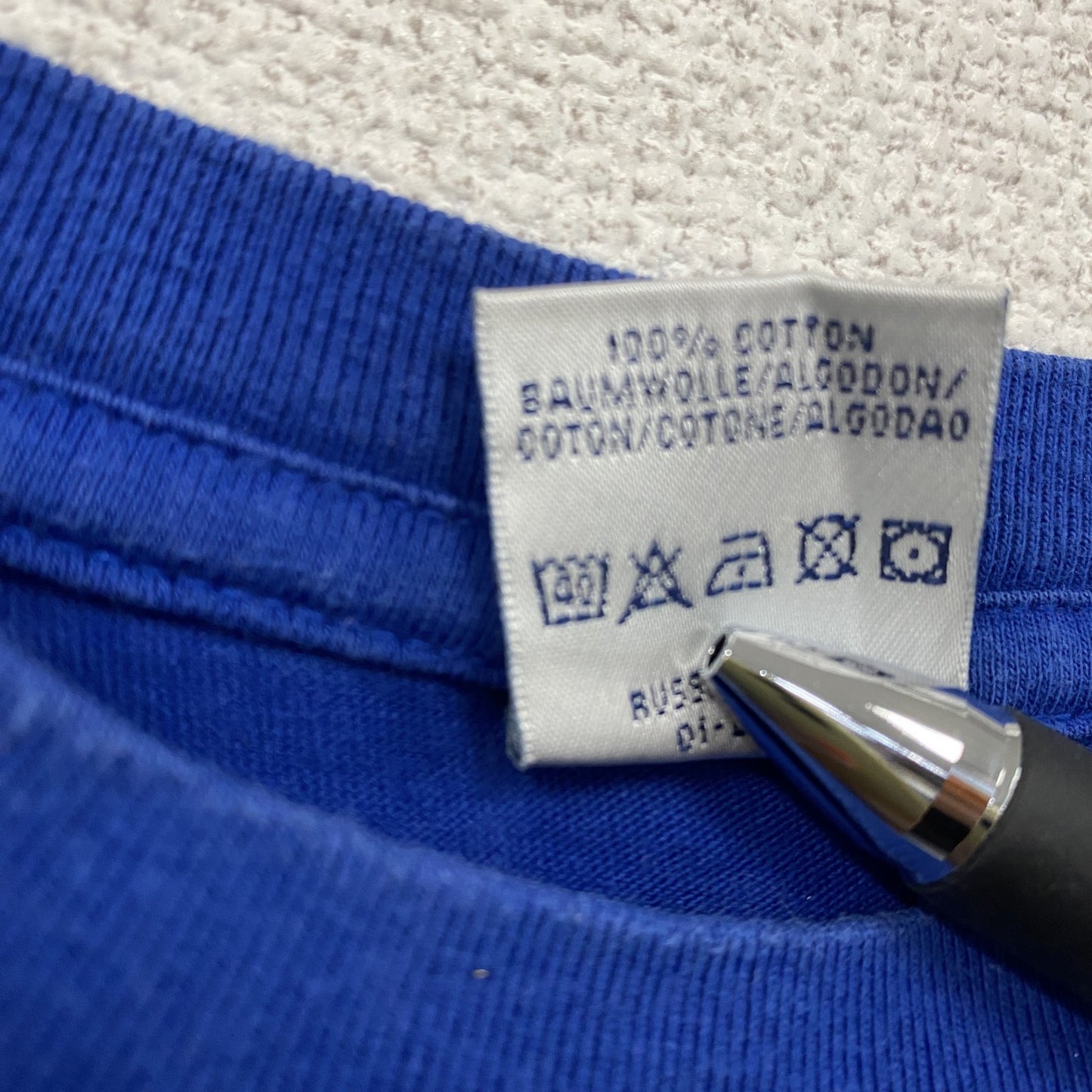 90s～　JERZEES　ジャージーズ　半袖Tシャツ　ユーロメイド　ヴィンテージ　青　ブルー　Sサイズ