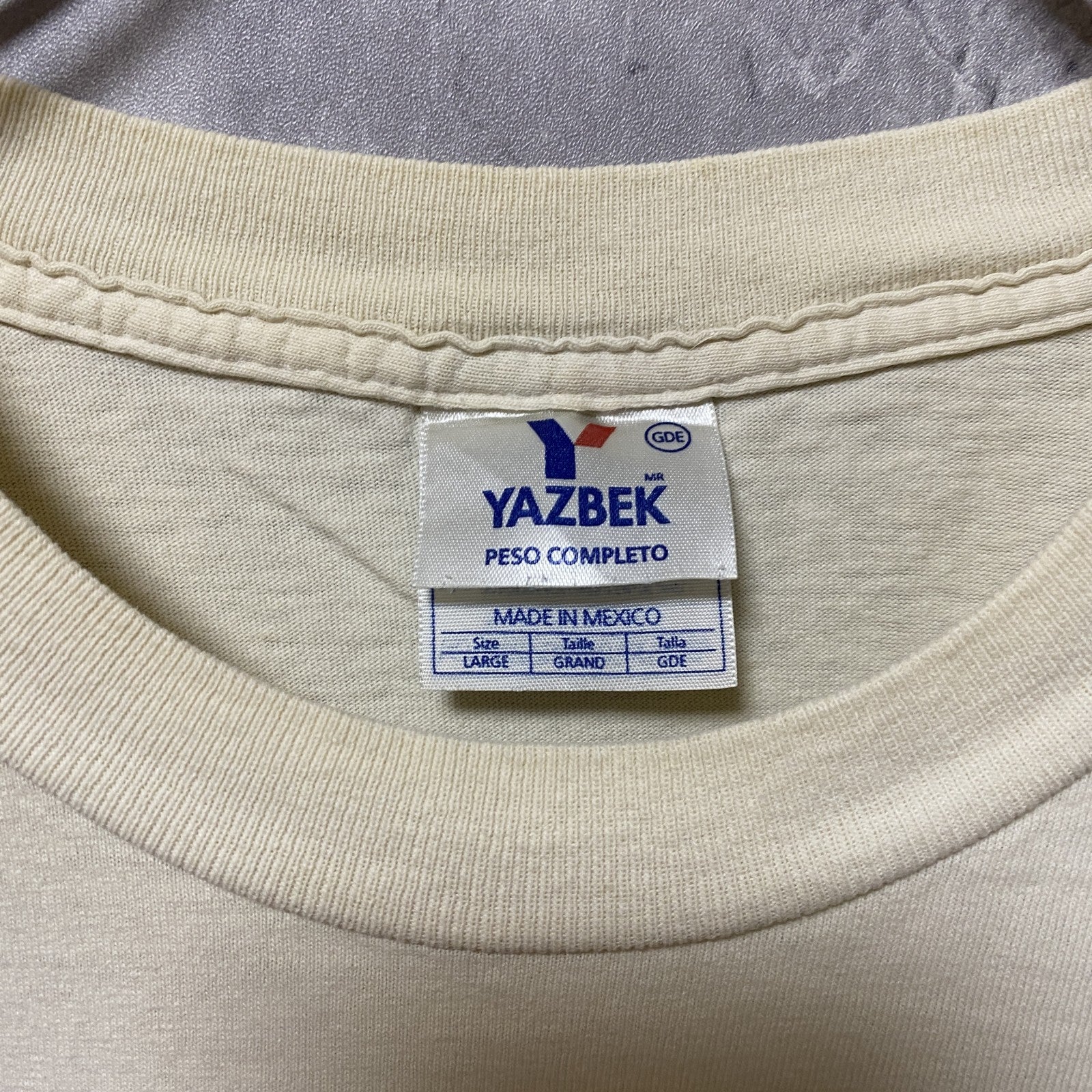 古着 used　YAZBEK　半袖プリントデザインTシャツ　ホワイト　メキシコ製　NFC　シカゴ　フットボール　レトロ　Lサイズ