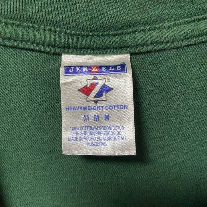 古着 used　JERZEES ジャージーズ　半袖プリントTシャツ　グリーン　緑　アメフト　ブレットファーヴ　レトロ　Mサイズ