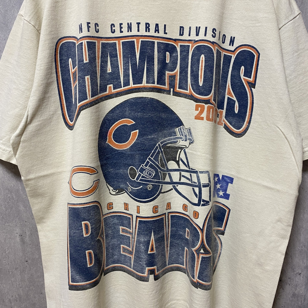 古着 used　YAZBEK　半袖プリントデザインTシャツ　ホワイト　メキシコ製　NFC　シカゴ　フットボール　レトロ　Lサイズ