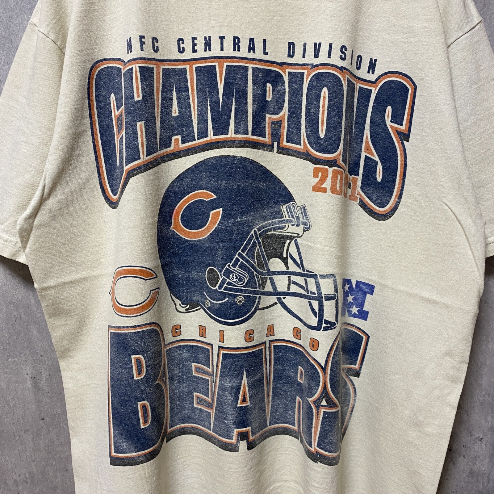古着 used　YAZBEK　半袖プリントデザインTシャツ　ホワイト　メキシコ製　NFC　シカゴ　フットボール　レトロ　Lサイズ