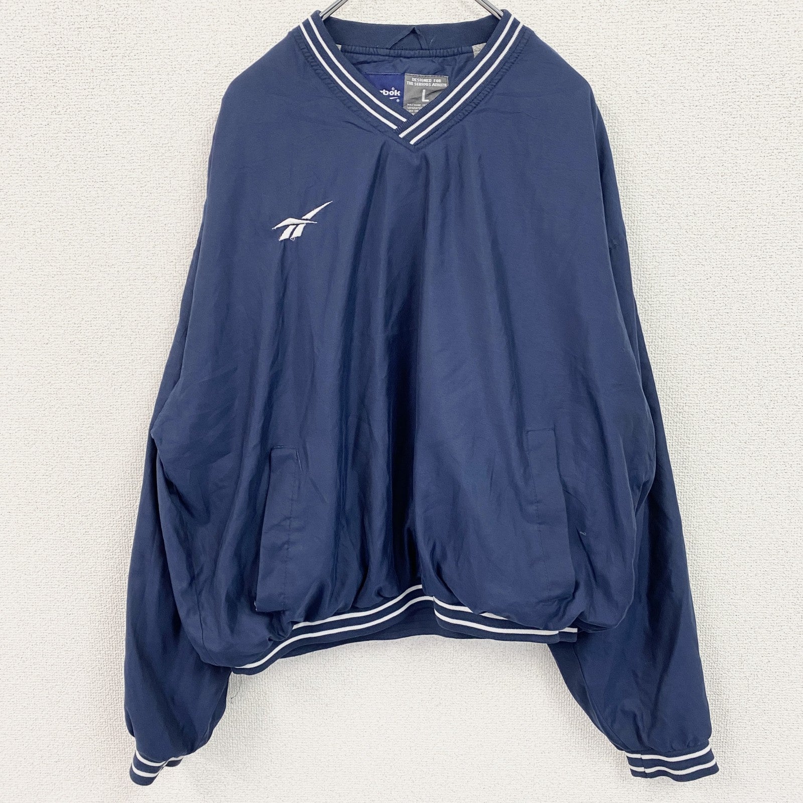 90s　Reebok　リーボック　プルオーバージャケット　ヴィンテージ　紺　ネイビー　Lサイズ