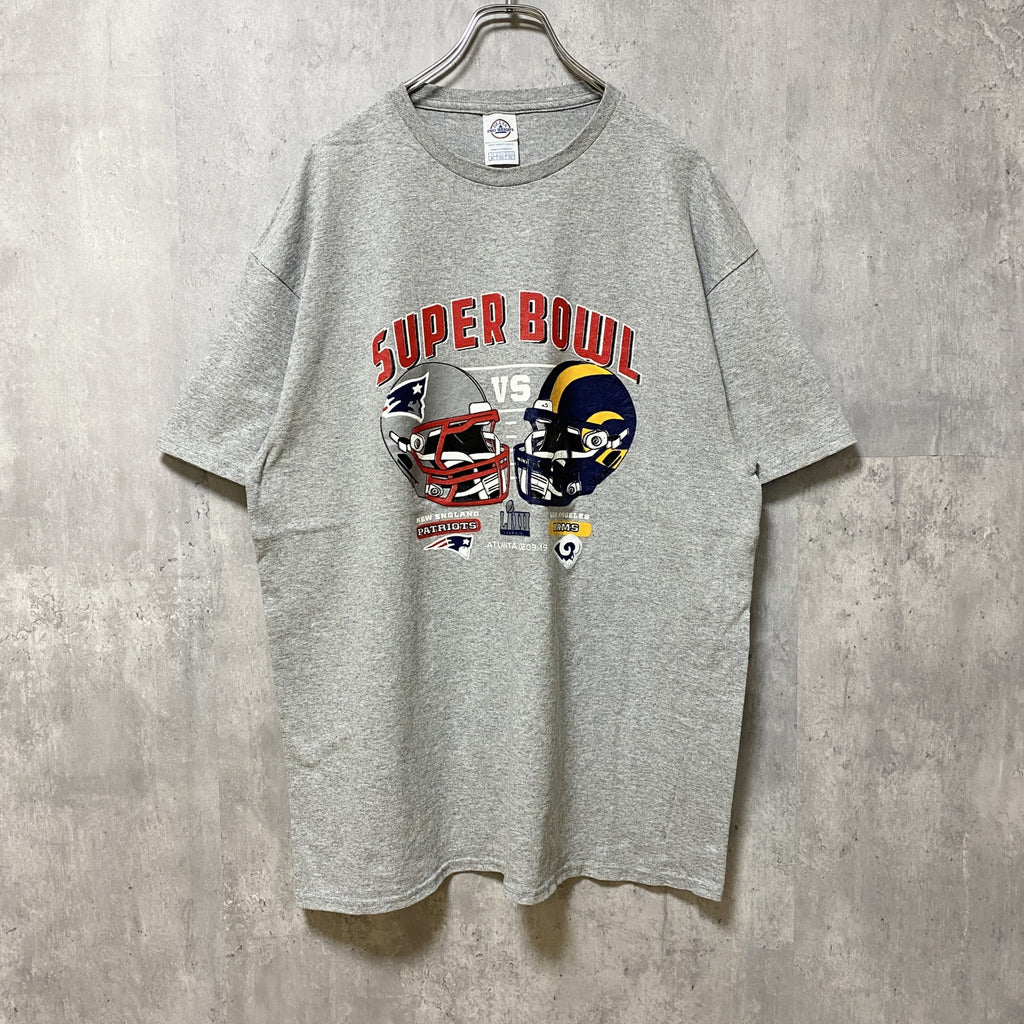 古着 used　DELTA　NFL　SUPER BOWL　半袖プリントデザインTシャツ　グレー　アトランタ　アメフト　XLサイズ