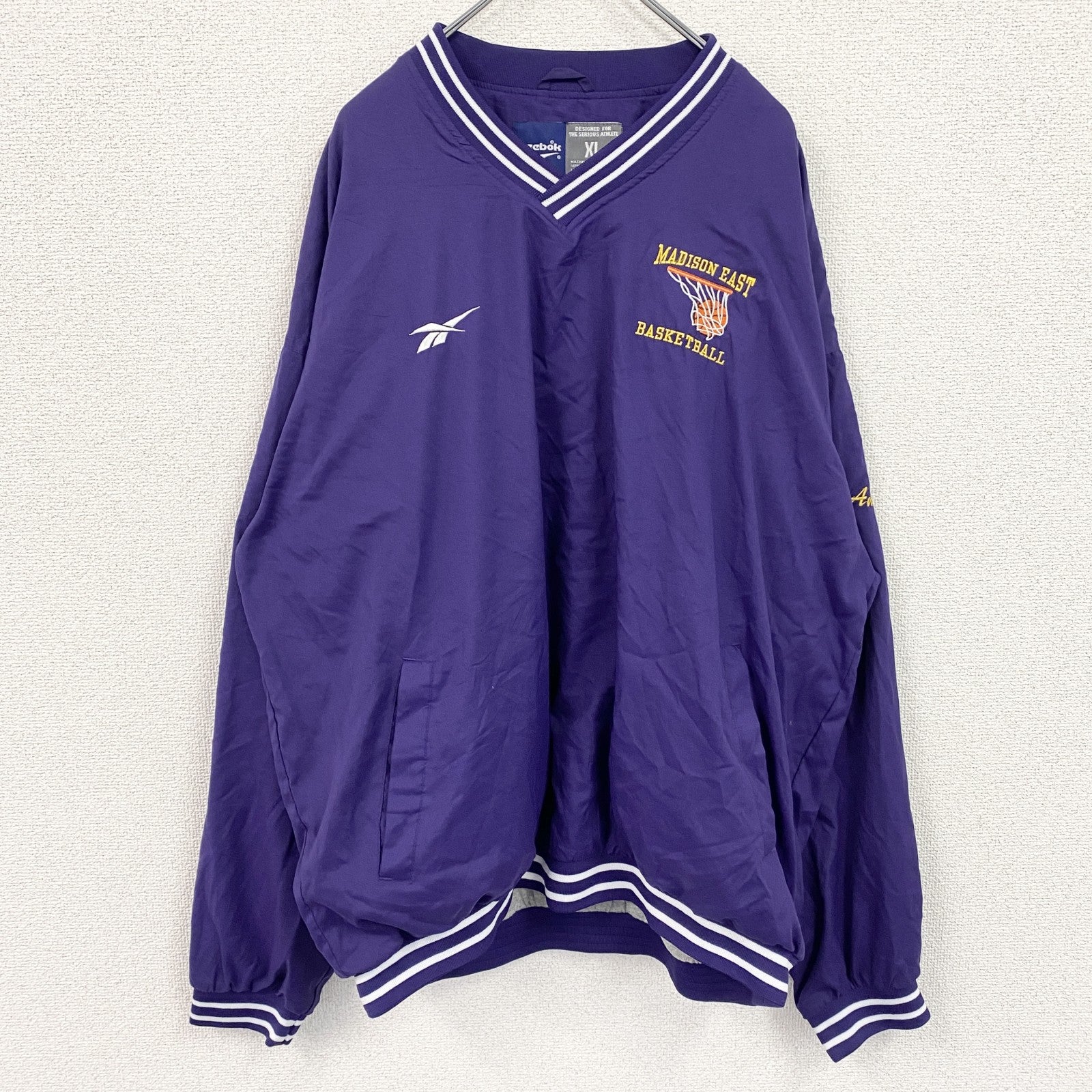 90s　Reebok　リーボック　プルオーバージャケット　ヴィンテージ　紫　パープル　XLサイズ