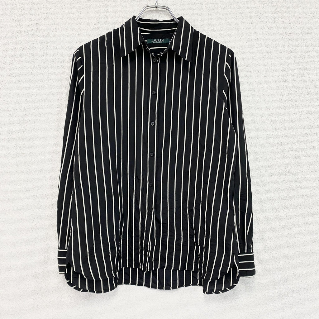 RALPH LAUREN　ラルフローレン　長袖シャツ　ストライプ　黒　ブラック　Sサイズ