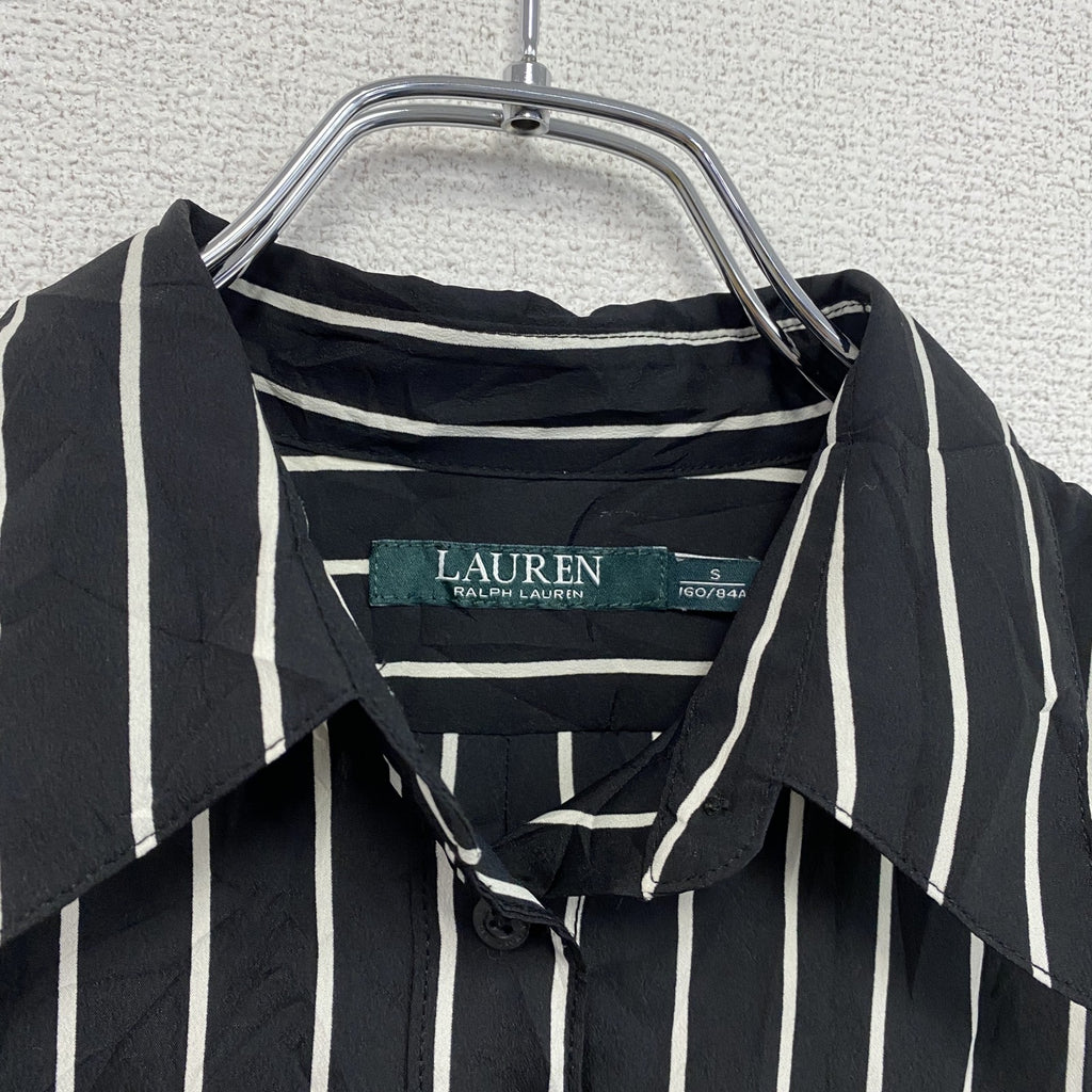 RALPH LAUREN　ラルフローレン　長袖シャツ　ストライプ　黒　ブラック　Sサイズ