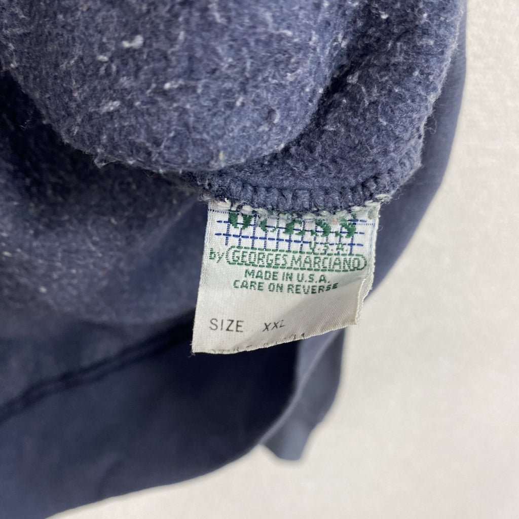 ～90s　GUESS　ゲス　スウェット/トレーナー　前V　アーチプリント　フェード　紺　ネイビー　2XLサイズ