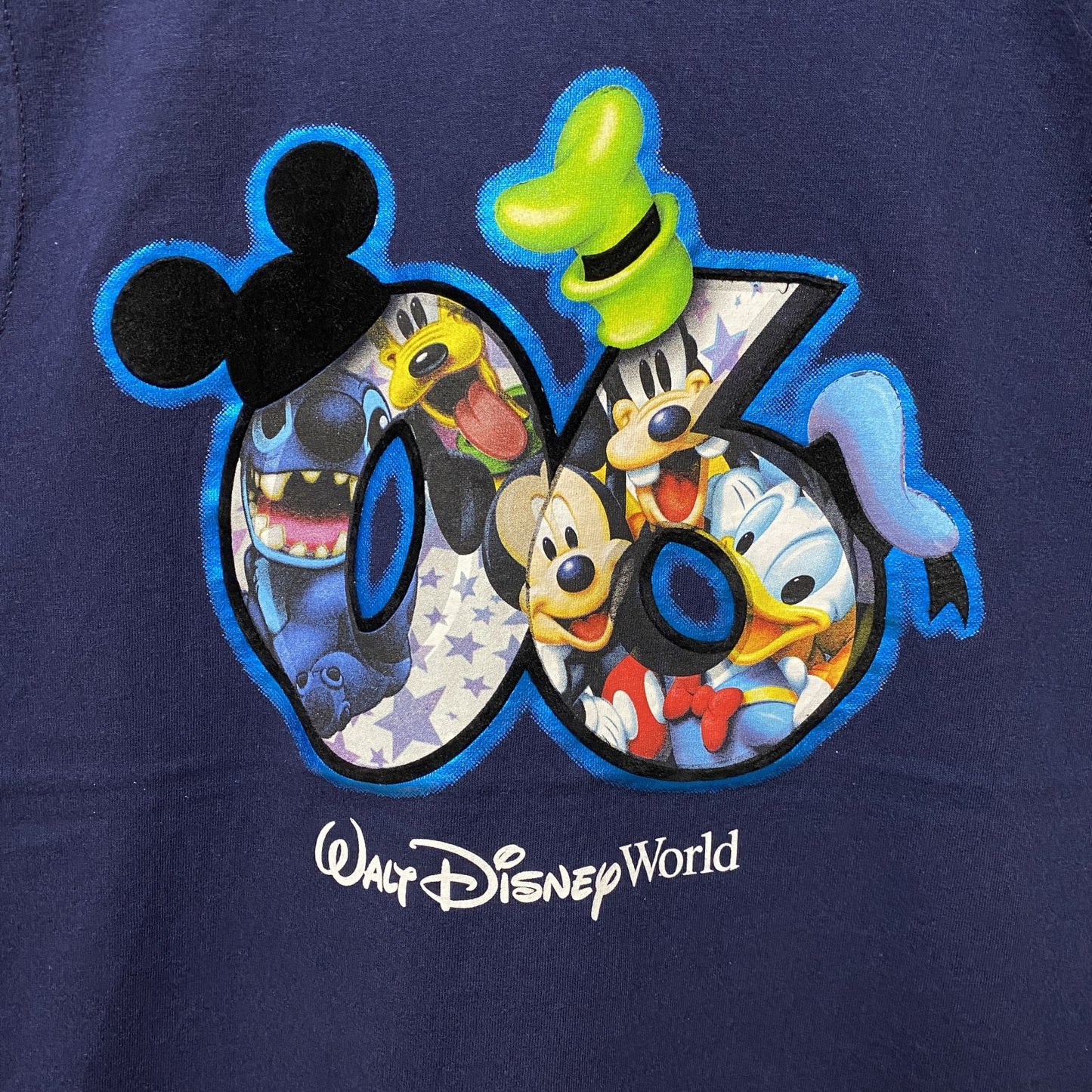 古着 used　Disney　ディズニー　ディズニーワールド　プリントタンクトップ　ネイビー　ミッキーマウス　スティッチ　Mサイズ