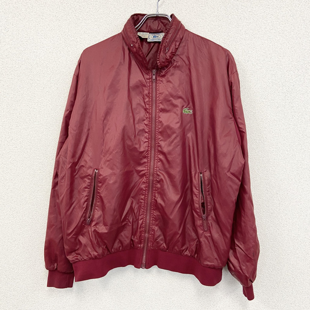 ～80s　LACOSTE　ラコステ　ナイロンジャケット　ブルゾン　ヴィンテージ　バーガンディ　XLサイズ