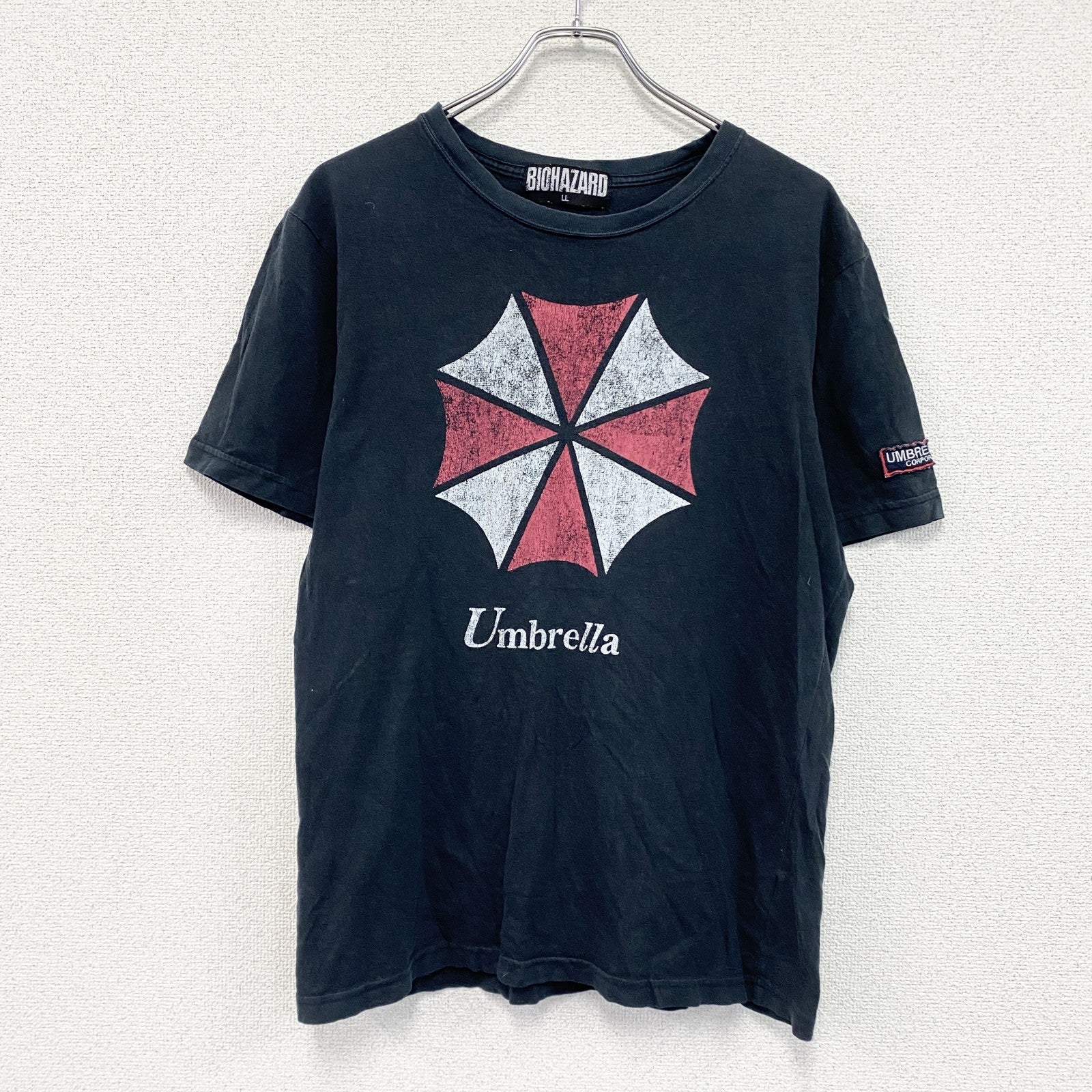 BIOHAZARD　バイオハザード　アンブレラ社　半袖プリントTシャツ　ムービーT　黒　ブラック　LLサイズ　