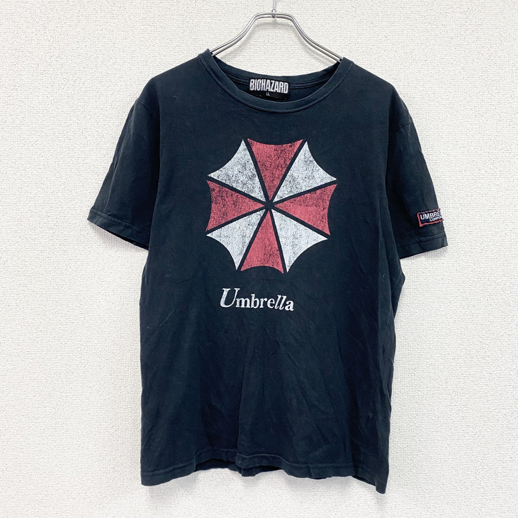 BIOHAZARD　バイオハザード　アンブレラ社　半袖プリントTシャツ　ムービーT　黒　ブラック　LLサイズ　
