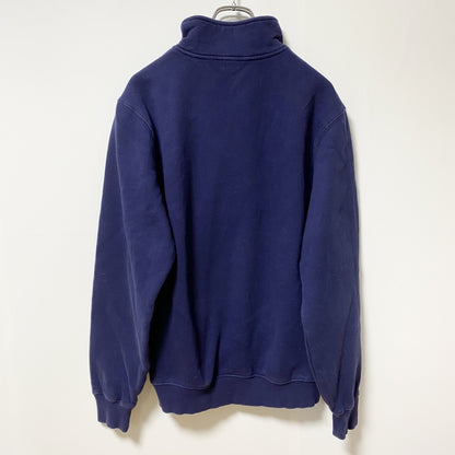 古着 used　Sport-Tek　長袖ハーフジップスウェット　トレーナー　sfc　ワンポイント　ハイネック　ネイビー　Sサイズ