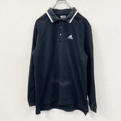 00s　adidas　アディダス　GOLF　長袖ポロシャツ　パフォーマンスロゴ　刺繍ロゴ　黒　ブラック　Mサイズ