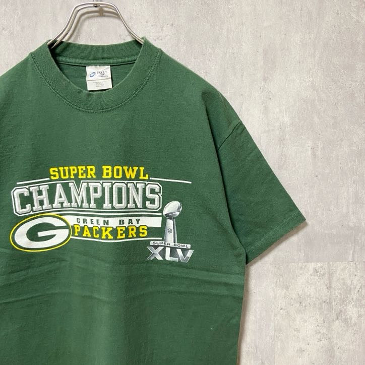古着 used　NFL SUPER BOWL GREEN BAY PACKERS　半袖プリントTシャツ　アメフト　緑　Lサイズ