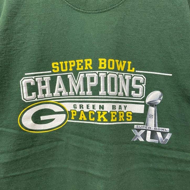 古着 used　NFL SUPER BOWL GREEN BAY PACKERS　半袖プリントTシャツ　アメフト　緑　Lサイズ