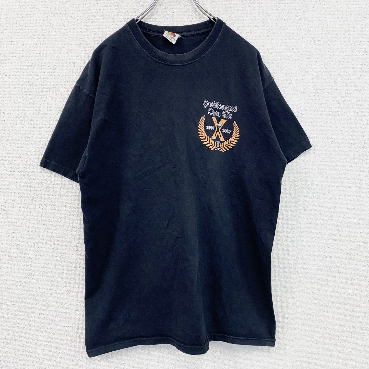 FRUIT OF THE LOOM　フルーツオブザルーム　半袖プリントTシャツ　紺　ネイビー　Lサイズ