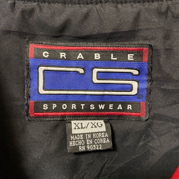 古着 used　CRABLE SPORTS　長袖カレッジナイロンジャケット　プルオーバー　黒　ビックシルエット　XLサイズ