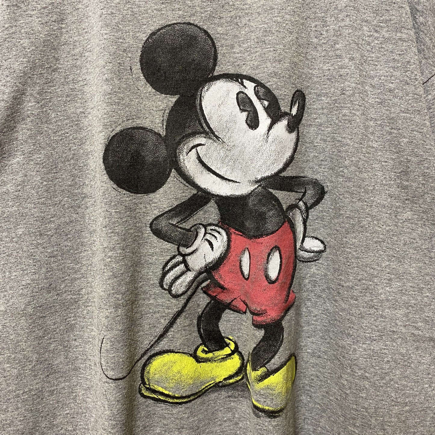 古着 used　Disney　ディズニー　半袖プリントデザインTシャツ　グレー　ミッキーマウス　レトロ　オーバーサイズ　XLサイズ