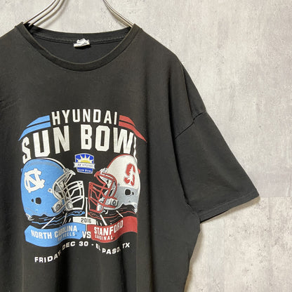 古着 used　DELTA　SUN BOWL　半袖プリントデザインTシャツ　黒　ブラック　カレッジフットボール　2XLサイズ