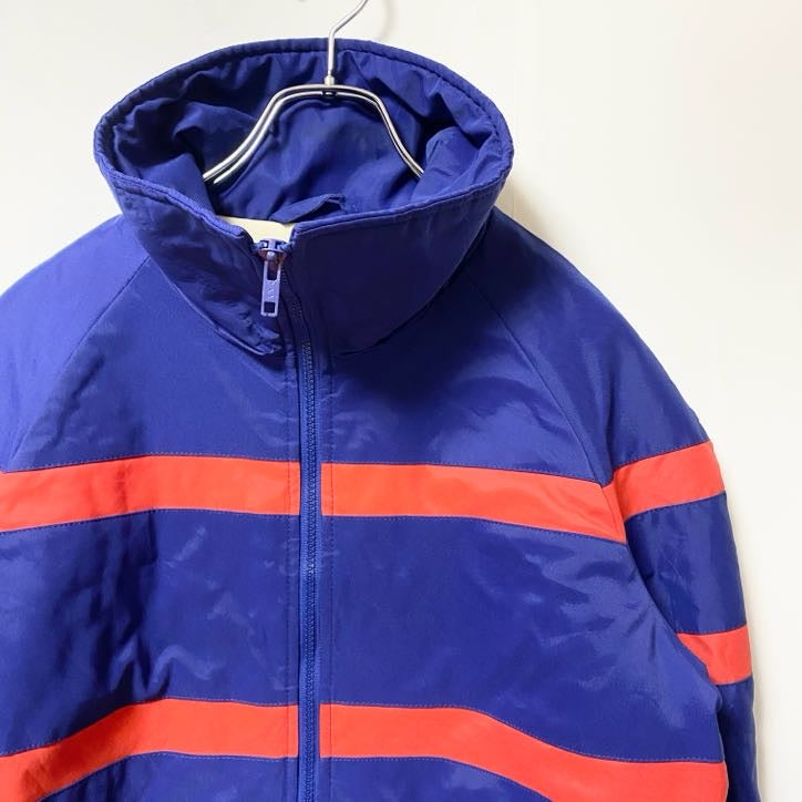 古着 used　Topher　長袖ナイロンジャケット　ブルゾン　ライトアウター　青　ブルー　オレンジ　ライン　Mサイズ