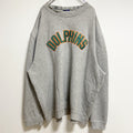 古着 used　Reebok　長袖刺繍ワッペンスウェット　トレーナー　DOLPHINS　グレー　ビッグシルエット　2XLサイズ