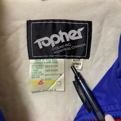 古着 used　Topher　長袖ナイロンジャケット　ブルゾン　ライトアウター　青　ブルー　オレンジ　ライン　Mサイズ